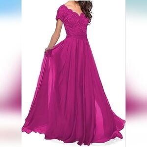 NWT Formal Dress Prom Mother of The Bride Sz 12 Short Slv Chiffon Lace AC-2609